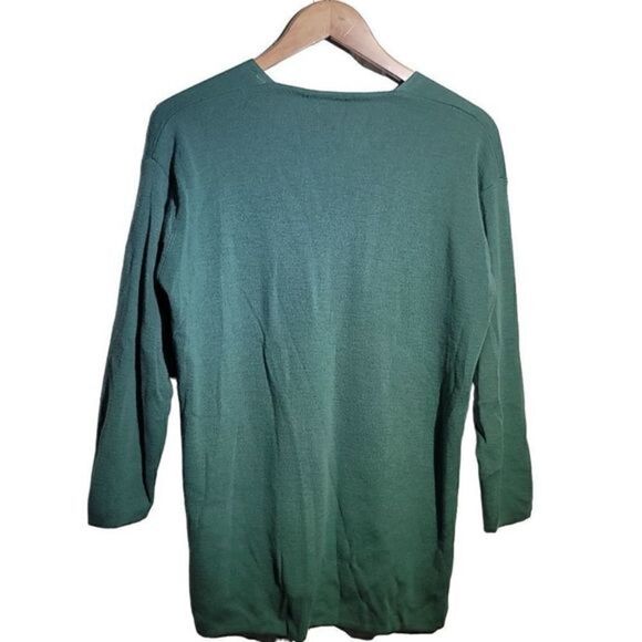UNITED Colors of Benetton Vintage Unisex Wool Blend Mint V-Neck Sweater - Picture 3 of 7